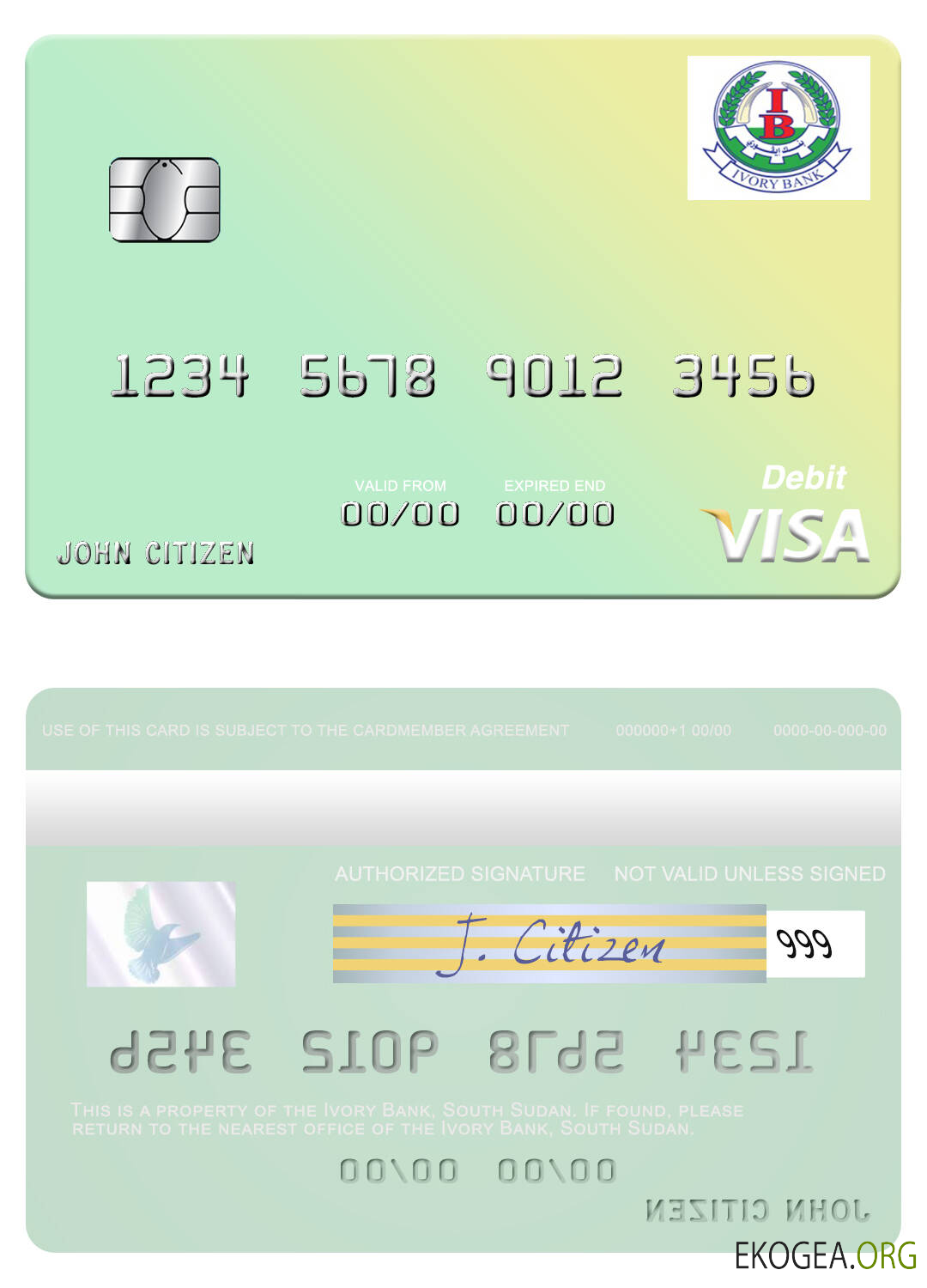 Carte de débit visa de la Banque d'Ivoire du Soudan du Sud